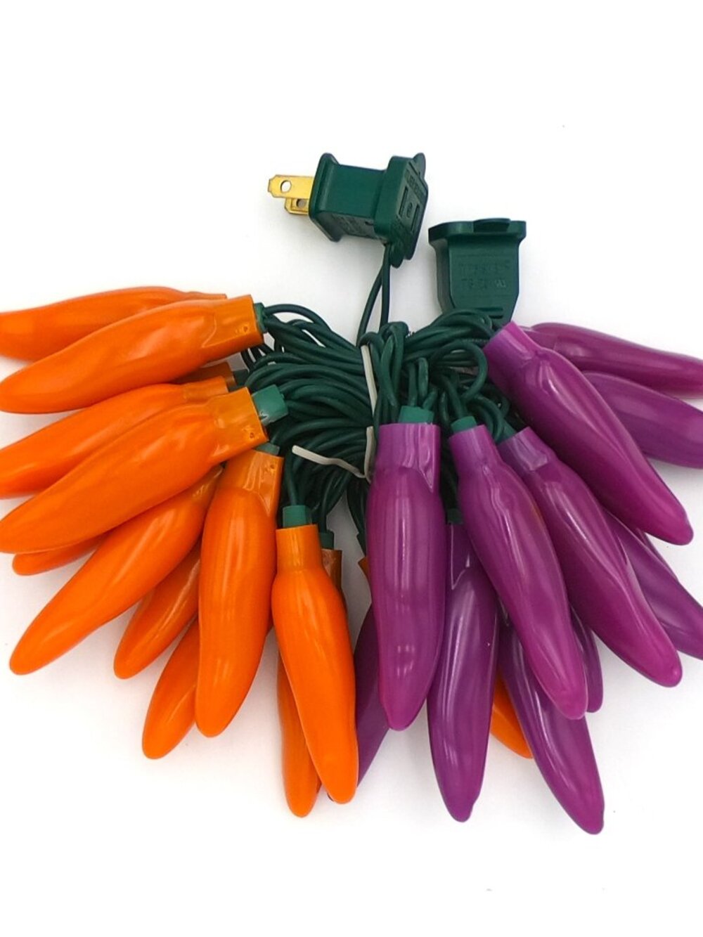 Halloween LED Chili Pepper String Lights: Fiesta Style -orange / purple USA MADE